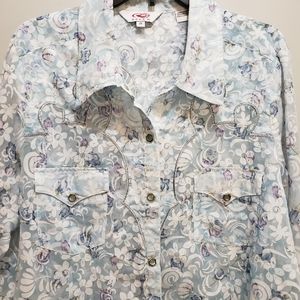 Like New! Roper Sheer Western Pearl Button Shirt